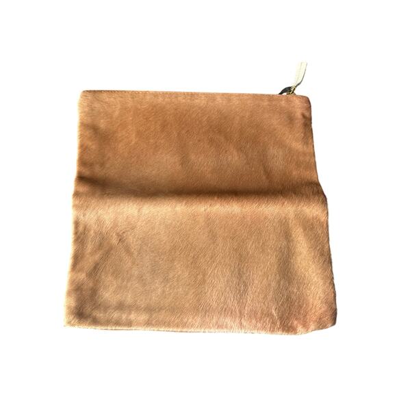 CLARE V. CLARE VIVIER CALF HAIR FLAT FOLD OVER CLUTCH CAMEL - Picture 4 of 10